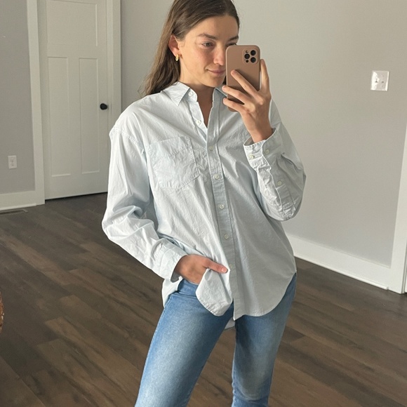 Aritzia Tops - Aritzia Wilfred Free Relaxed Shirt Light Blue Oversized Button Down - XS